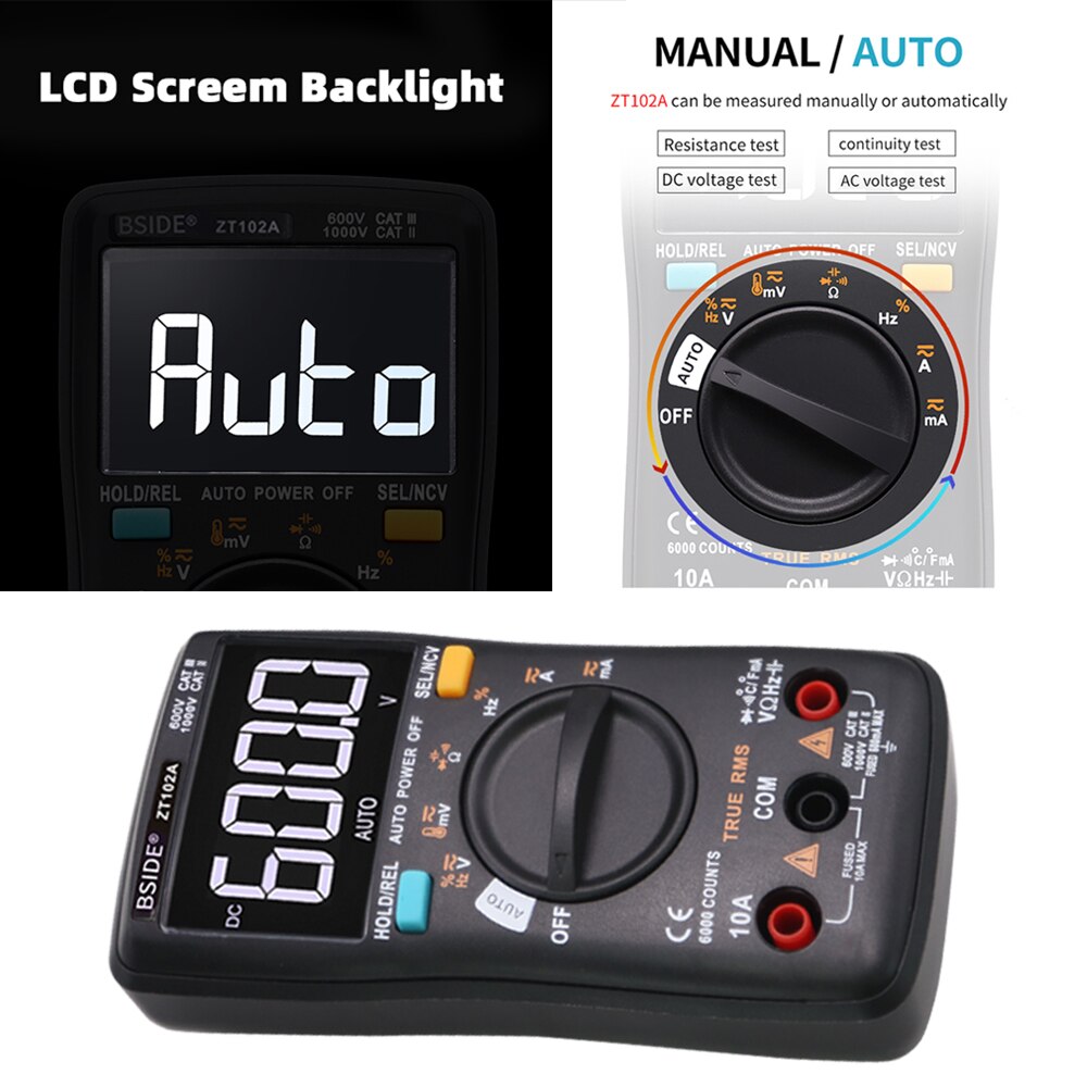 Testeur BSIDE, multimètre numérique portatif, 6000 points, Machine de Diagnostic électrique avec affichage LCD True RMS EBTN