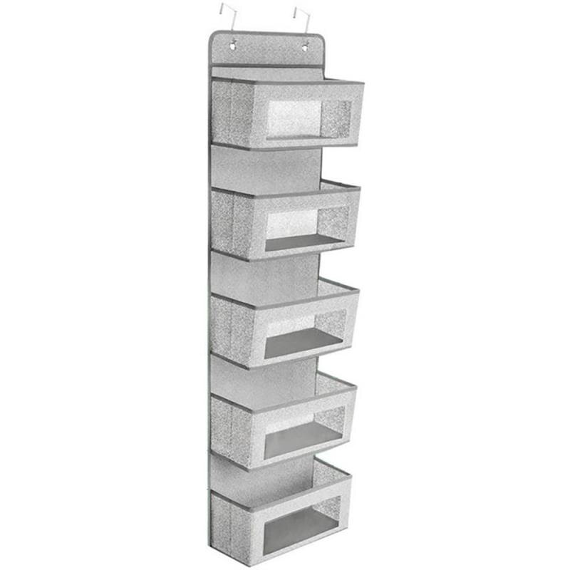 Five-layer Door Hanging Organizer Rack Wall Bag Storage Closet Holder Wardrobe Closet Transparent Storage Clothes Organizer: E