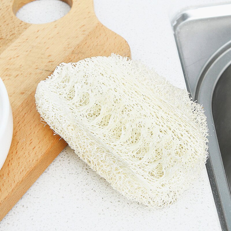 1/3Pc Natural Loofah Dishwashing Cloth Kitchen Decontamination Non-stick Oil Brush Pot Double-sided Cleaning Microfibre Sponge