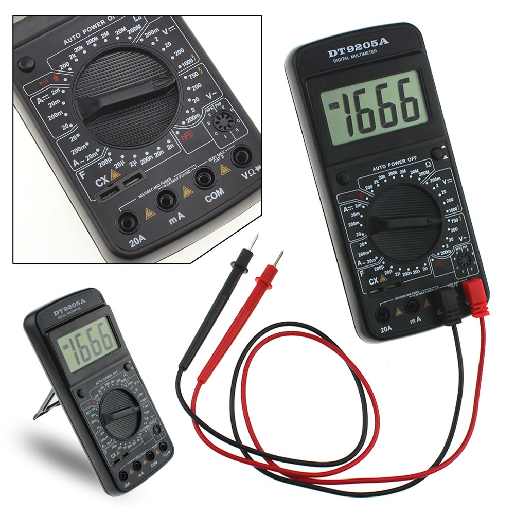 DT9205A Digital Multimeter AC/DC Electric Handheld Ammeter Resistance Capacitance Test Buzzer Auto Electrical Multimetro