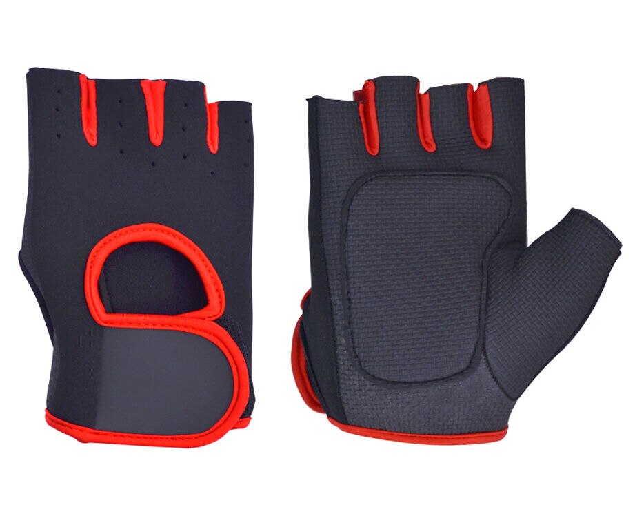 Guantes a medio dedo para deportes al aire libre para niños y niñas, antideslizantes, para ciclismo, patinaje, entrenamiento de Fitness: Red