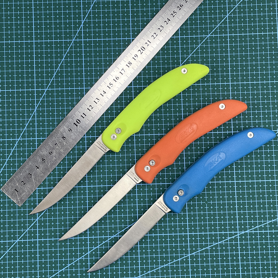 EKA – couteau à filet à deux lames en une, couteau de chasse à lame fixe rotative avec manche en TPR, gaine en Nylon pour la pêche