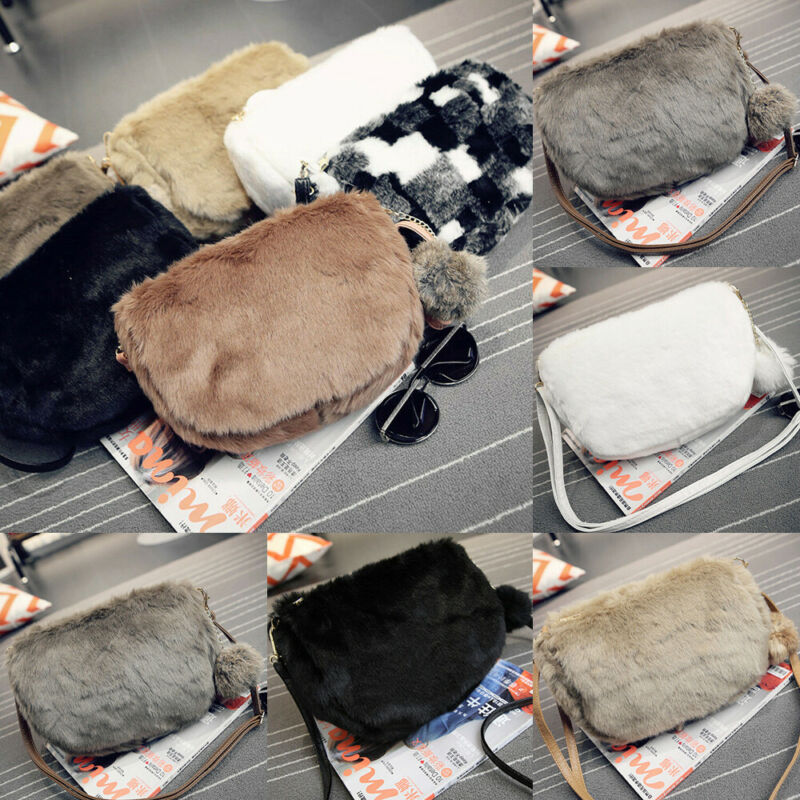 Crossbody Tassen Voor Vrouwen Pluizige Bont Faux Zakken Mode Vrouwelijke Schoudertas Pack Pompom Handtas Tote Dames Reizen Messenger Bag