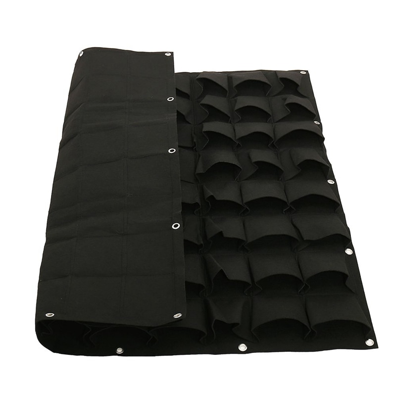 Vertical Wall Garden Planter 72 Pocket Planting Flower Greening Bag Hanging Pouch Outdoor Indoor Yard 1X1M Green