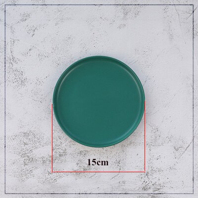 Matte Ceramic Plate Steak Dish Lunch Tray Salad Dish for Food Photography Shooting Background Photo Studio Adornment Fotografia: Dark green 15cm