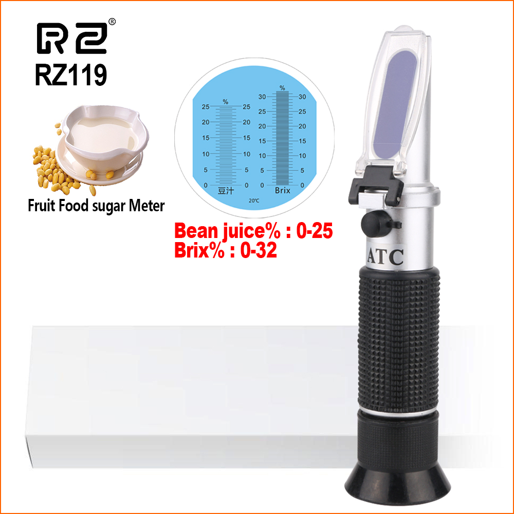RZ Refractometer Sugar Brix 0-30% Auto Handheld Portable Refractometro Tester Fruit Food Sugar Meter Digital Refractometer: RZ119-whitebox