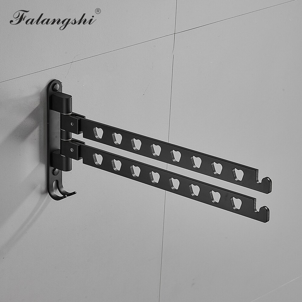 Sort klesstativ i aluminium svingbar sammenleggbar kleshengerstativ tørketrommel balkong tørkestativ for kleshenger veggmontert  wb3017: Svart dobbel bar