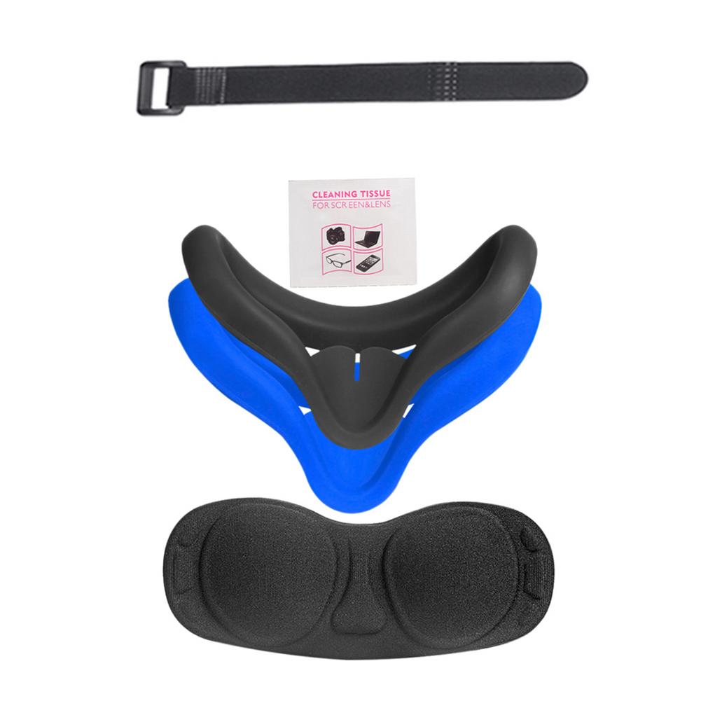 Capa de silicone durável confortável blindfold fita anti-fora alça de mão conjunto para oculus quest 2 óculos vr accesorios: Black blue