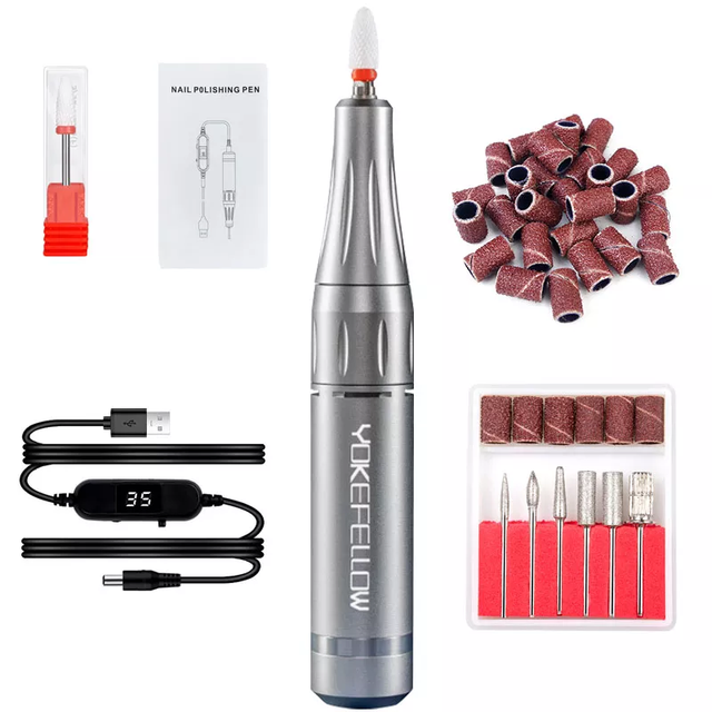 Electric Nail Drill Machine For Acrylic Gel Polish File With Cutter Strong Nail Sander 30000RPM Cordless Portable Nail Drill Pen: 35000RPM-SL