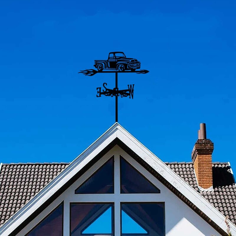 Pickup Trucks Weer Vaan Auto Retro Oriëntatie Indicator Windwijzer Meten Weathercock Voor Dak Mount