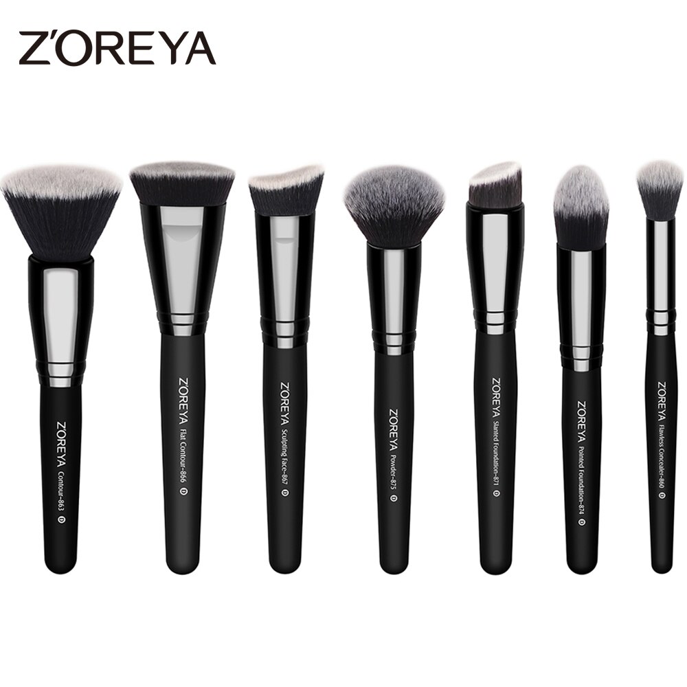 Zoreya-Conjunto de brochas negras de maquillaje, colorete, mezcla de sombras de ojos, delineador de ojos, brocha cosmética, 7/9/15 Uds.