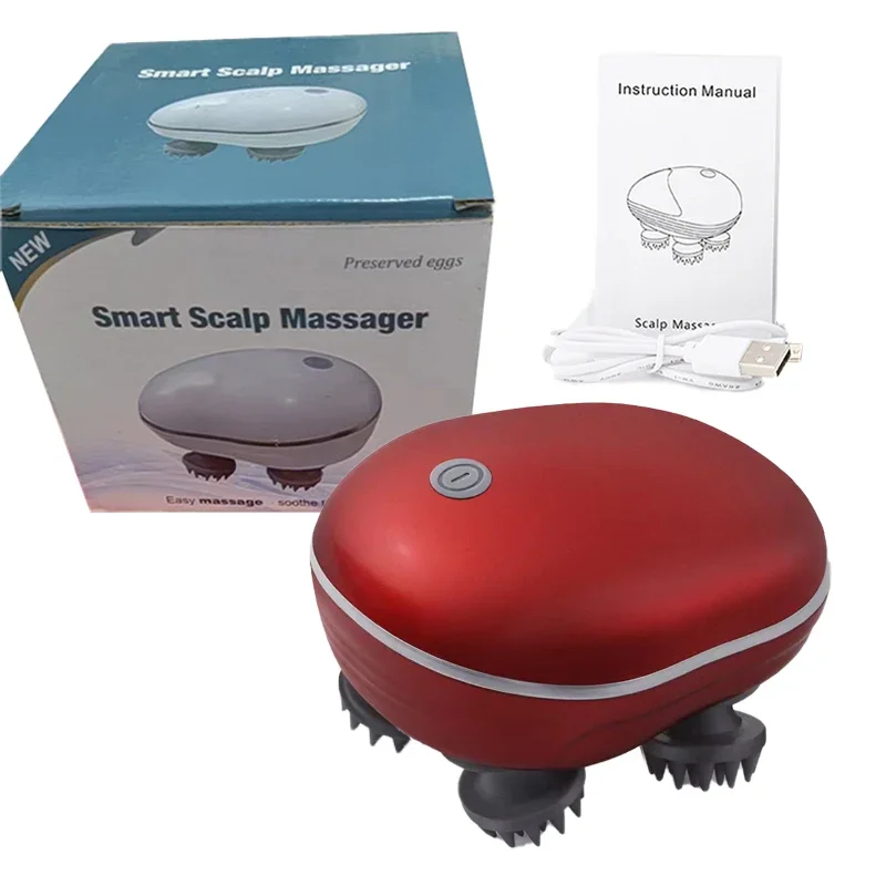 Electric Scalp Head Massager Red Light Therapy Antistress Relax Body Massage Remove Muscle Tension Tiredness Massageador Tool: Red