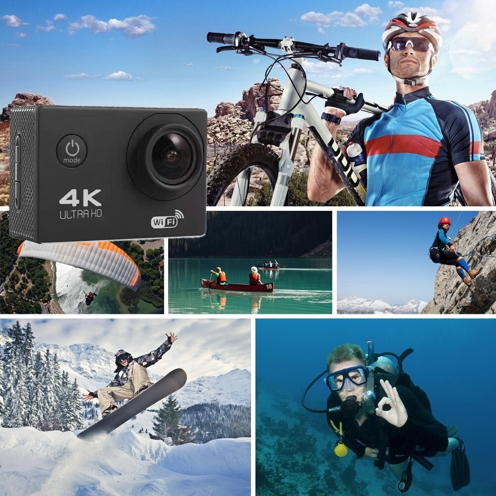 Câmera do esporte ultra hd 4k/30fps wifi 2.0 170 ° subaquática impermeável dvr câmera de vídeo ao ar livre mergulho bicicleta filmadora