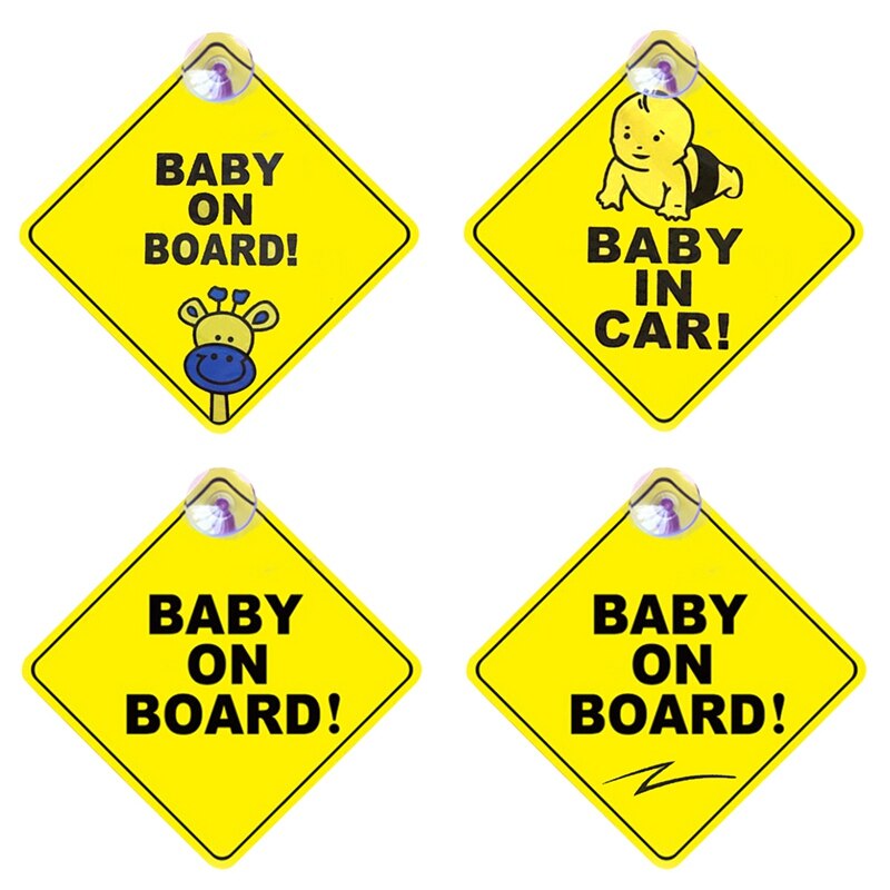 Auto Sticker Baby Aan Boord Waarschuwing Veiligheid Teken Sticker Decal Met Sucker Voor Car Vehicle Window Sticker Auto Accessoires Styling