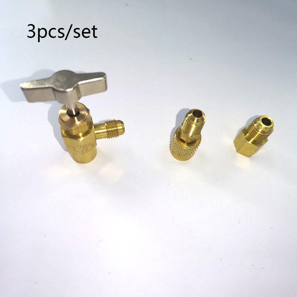 3pc r1234yf r134a r12 kølemiddel dåse adapterfittings 1/4 sae 1/2 "acme lh  r12 r22 r134a r -134a dåser med 1/2 " acme gevind