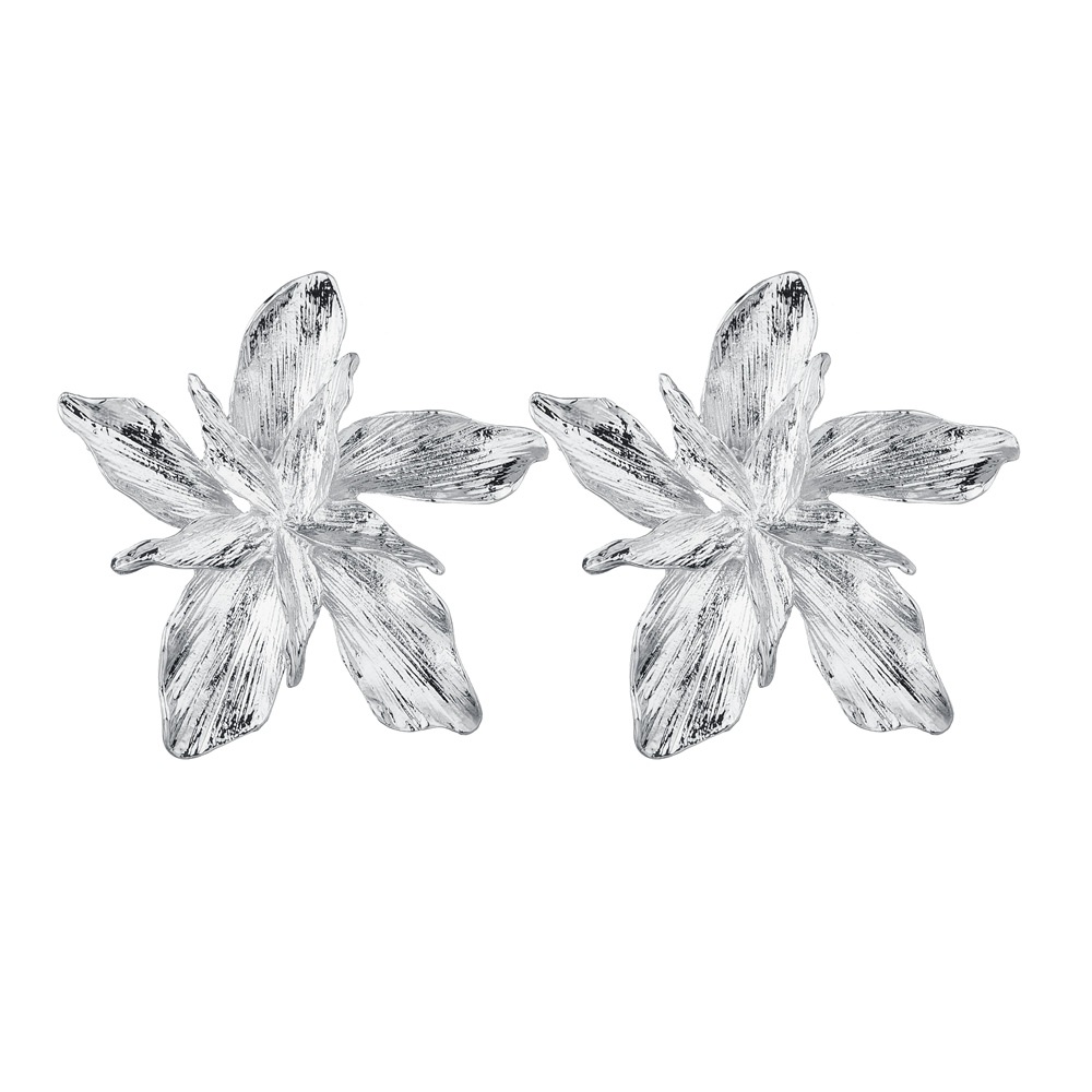 Korean Acrylic Flower Earrings For Women Long Tassel Transparent Crystal Earring Jewelry Wedding: Vermeil