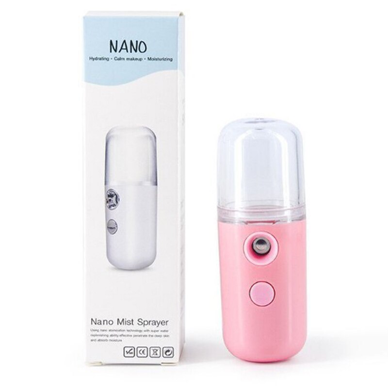 USB Portable Face Ultrasonic Humidifier Rechargeable Nebulizer: Pink
