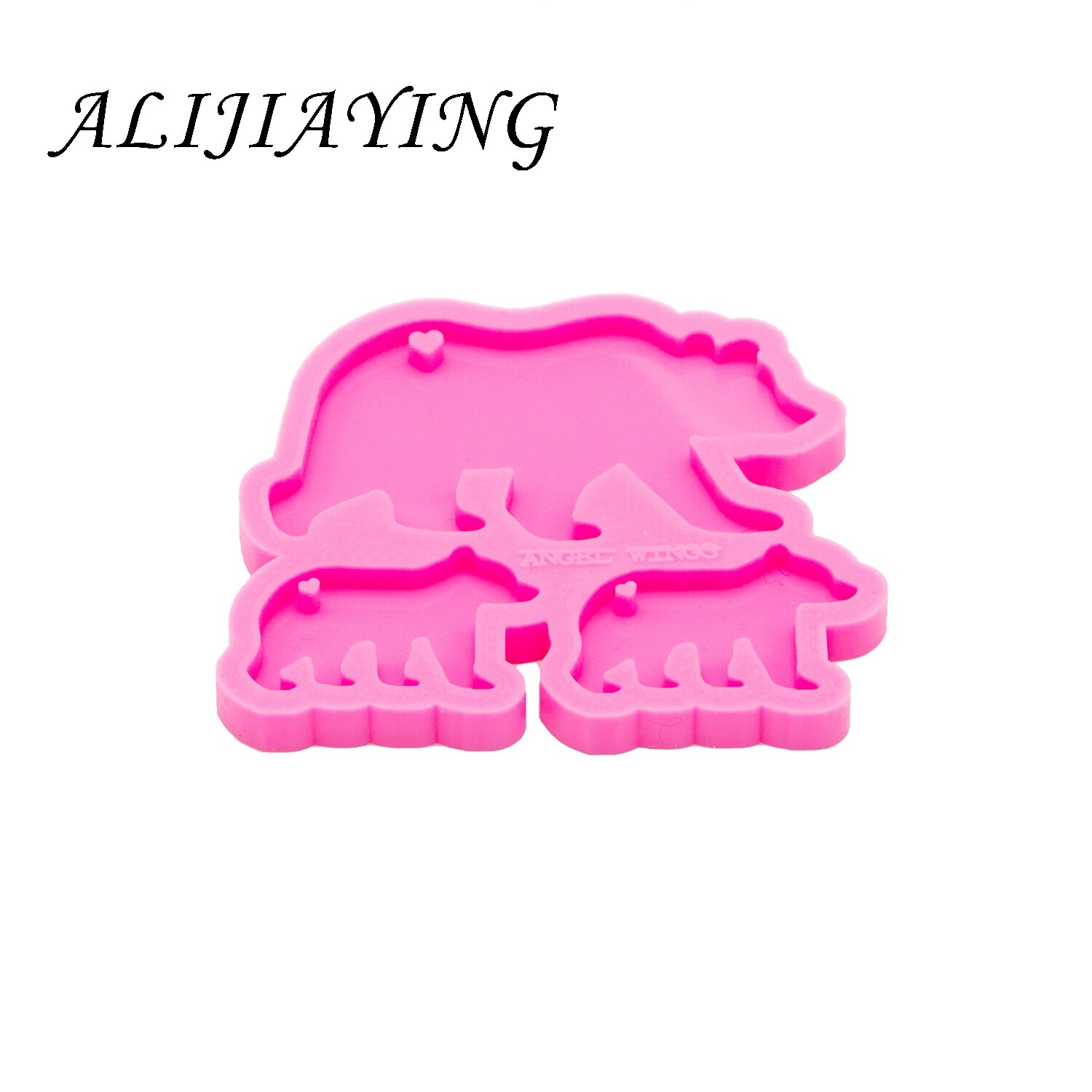 Moldes de silicona con forma de oso para madre/bebé, molde para llavero de resina epoxi artesanal, bricolaje, familia de osos brillantes, llaveros, joyería colgante DY0274
