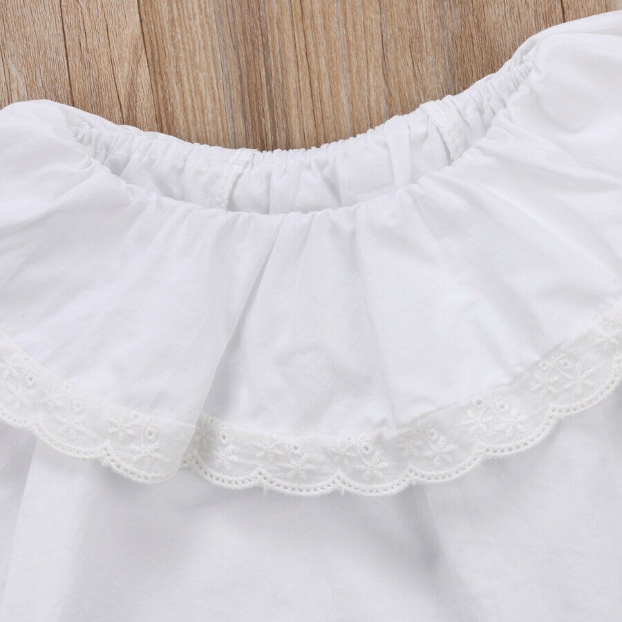 -Né Enfant En Bas Âge Bébé Filles Dentelle Manches Longues Hauts T-shirts Vêtements Solide Blanc Doux Hauts Chemise 0-24M