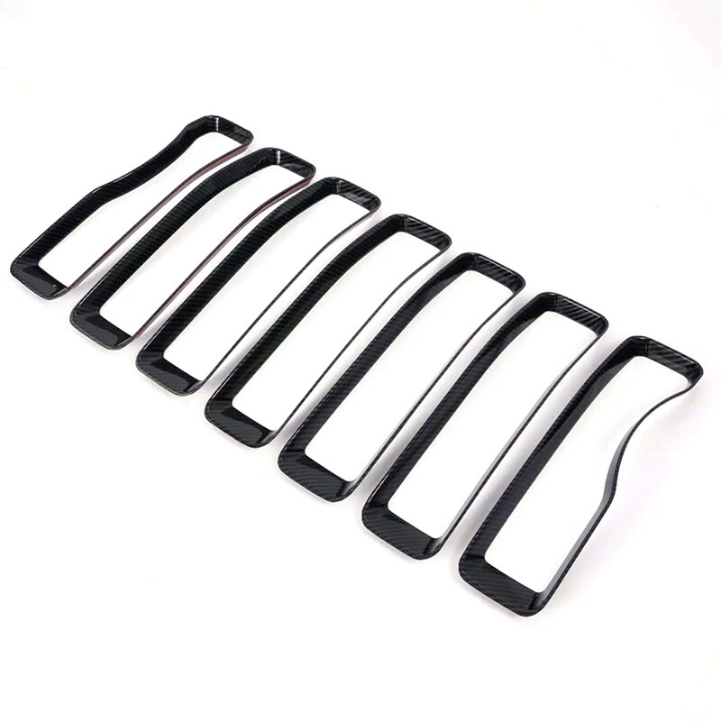 7PCS JL Front Grill Inserts Kit , Carbon Fiber Grill Net Cover Trim for Jeep Wrangler JL