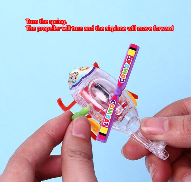 Novelty Pocket clockwork toy transparent mini plane Aircraft Wind Up Toy Colorful Baby Funny Plane Toys