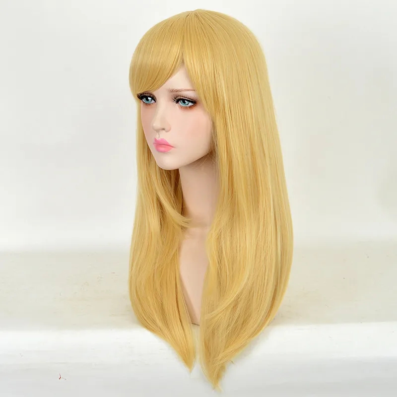 Alice in Wonderland Alice Yellow Golden Cosplay Wig Straight Long Synthetic Hair Costume Party Halloween Wigs