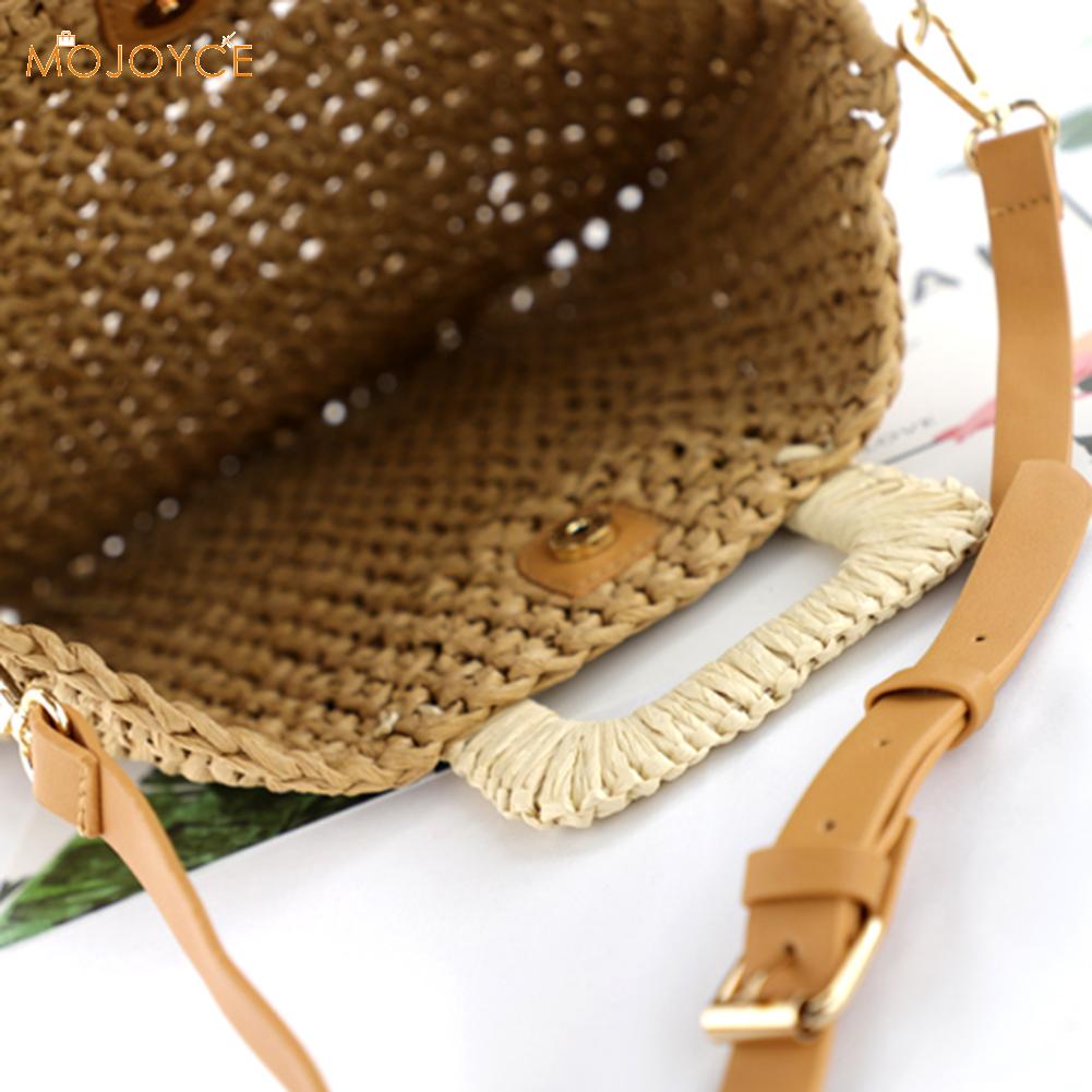 Handgemachte Sommer Strand Rattan Gewebt Stroh Tasche Sommer Frauen Bote Umhängetaschen Mädchen Kleine Strand Handtasche