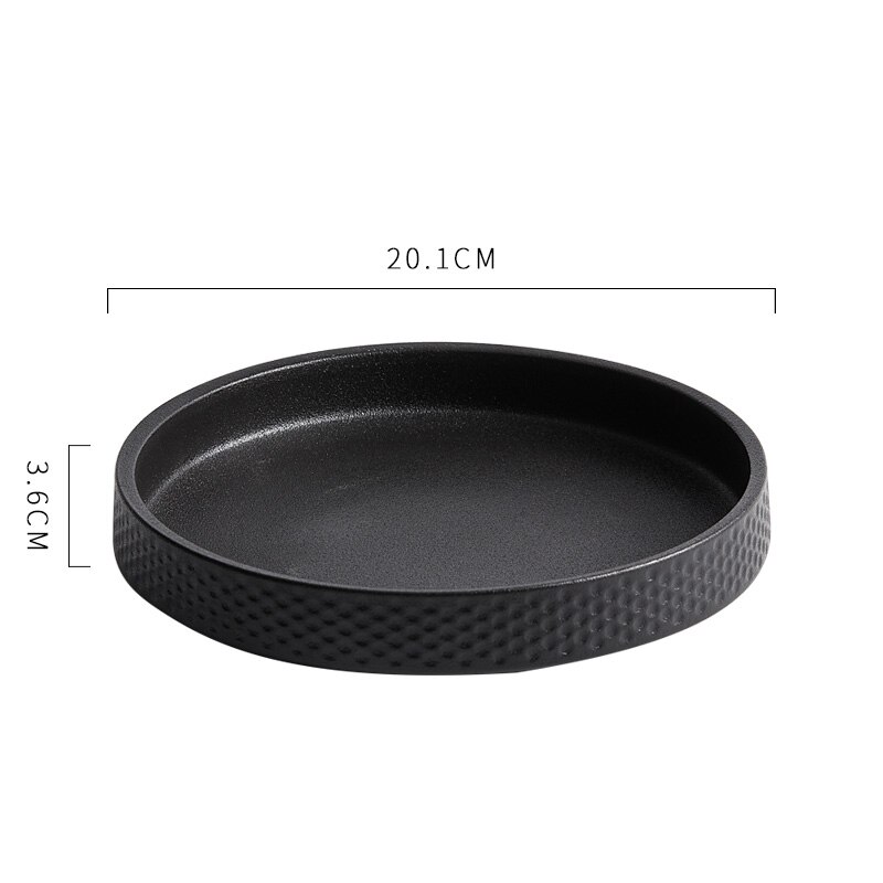 Matte Hammer Pattern Dinner Plates Japanese Modern French Western Ceramic Plate Restaurant Hotel Serving Tray Fruit Salad Bowl: BK-20.1x3.6cm