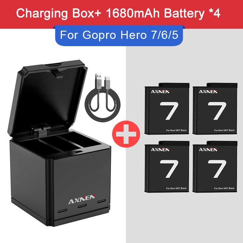 Zestaw baterii lub ładowarki do GoPro Hero 10 9 8 7 6 5 Gopro akcesoria do oryginalnego Go Pro Hero10 Hero8 Hero9 czarny aparat akcji: G7 1Charger 4B