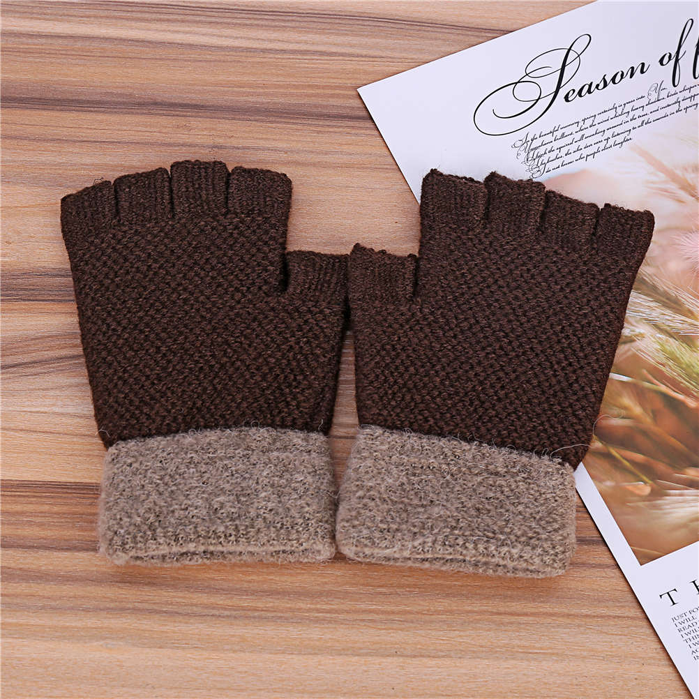invierno cálido para hombre Guantes gruesos de lana de punto de medio dedo Guantes sin dedos Guantes Luva Handschoenen Rekawiczki