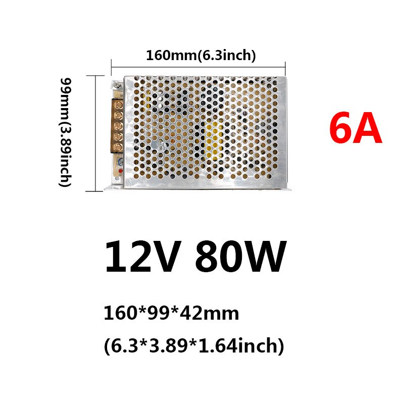 Led driver 220v to 12v 12w/15w/24w/25w/36w/60w/80w/100w/120w til led strømforsyning spænding kontrol lys transformere: 6a 80w 12v