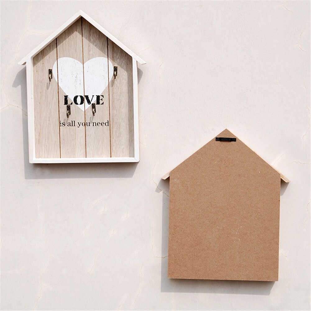 Entrance Door Key Box Mail Hanger Wall Holder Wood Key Rack Organizer Mount Hooks Home with 4 Key Hooks Wooden Crafts