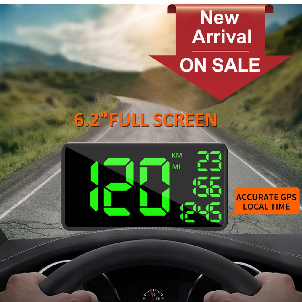 GPS Car Speed Meter Black Measuring Mileage Universal C1090 HUD Large Screen Speedometers