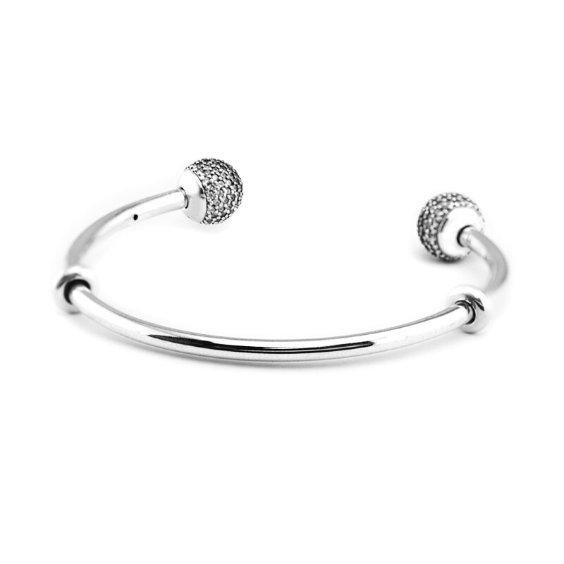 Sparking Open Bangle Silver BraceletS For Woman DIY Beads & Charms Authentic Sterling Silver Jewelry Bracelets