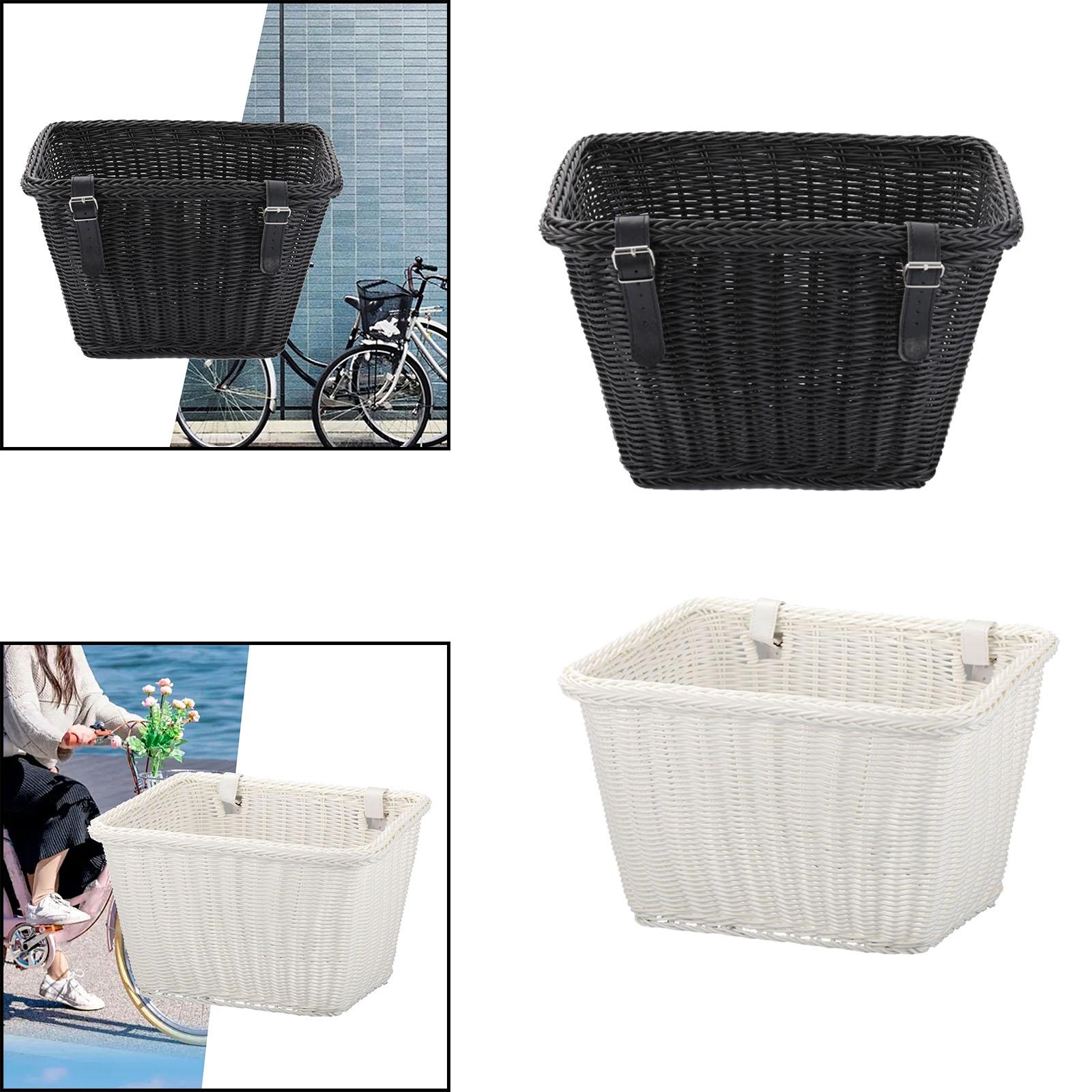 Bike Basket Tricycle Basket with Straps Portable Woven Basket Sundries Container Bicycle Front Handlebar Basket for Riding