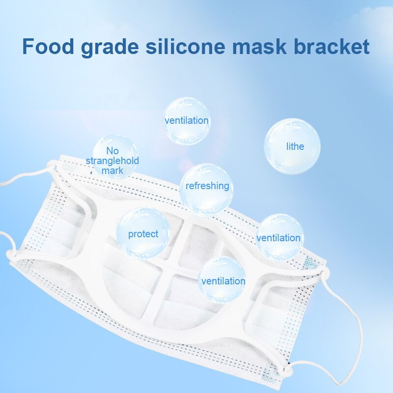 Soporte para mascarilla 3D, soporte transpirable de silicona, PE, protección Facial, herramienta de maquillaje, no se caída y no se desliza, 10 Uds.