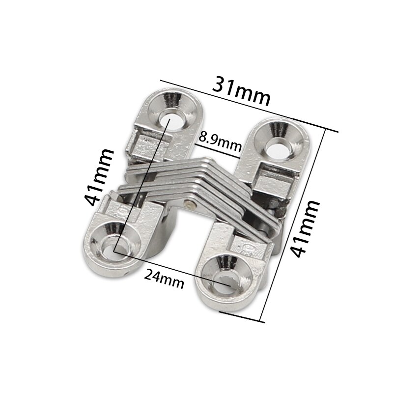 Bisagras ocultas de puerta plegable Invisible, bisagras ocultas de siete tamaños para herrajes para mobiliario de cocina, puertas pesadas, puerta plegable, 4 Uds.: Silver