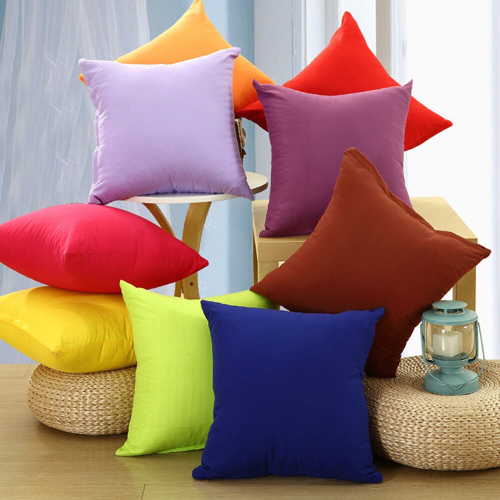 Solid Color Cushion Cover Cushion Case Throw Pillow Case Sofa Bed Office Spandex Supersoft Back Cushion Cover 40 x 40 cm