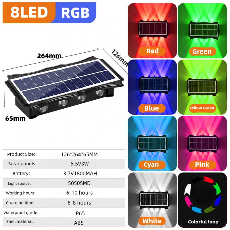 LED-wandlampen op zonne-energie Buiten op en neer Lichtgevende verlichting Decorverlichting op zonne-energie voor huis buiten veranda balkon tuin: Roze