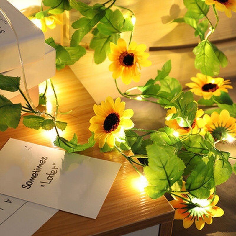 2m 20LED Sunflower Light Garland Wedding Party Room Christmas Bar Party KTV Home Garden Decor
