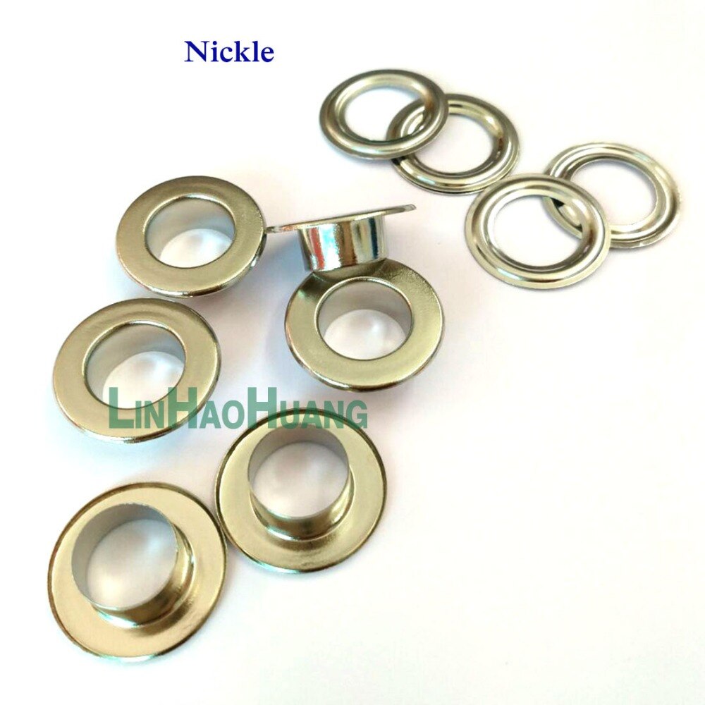 100sets/lot 10mm metal iron eyelets with washer round metal grommets nickle /black nickle plating color+ tools