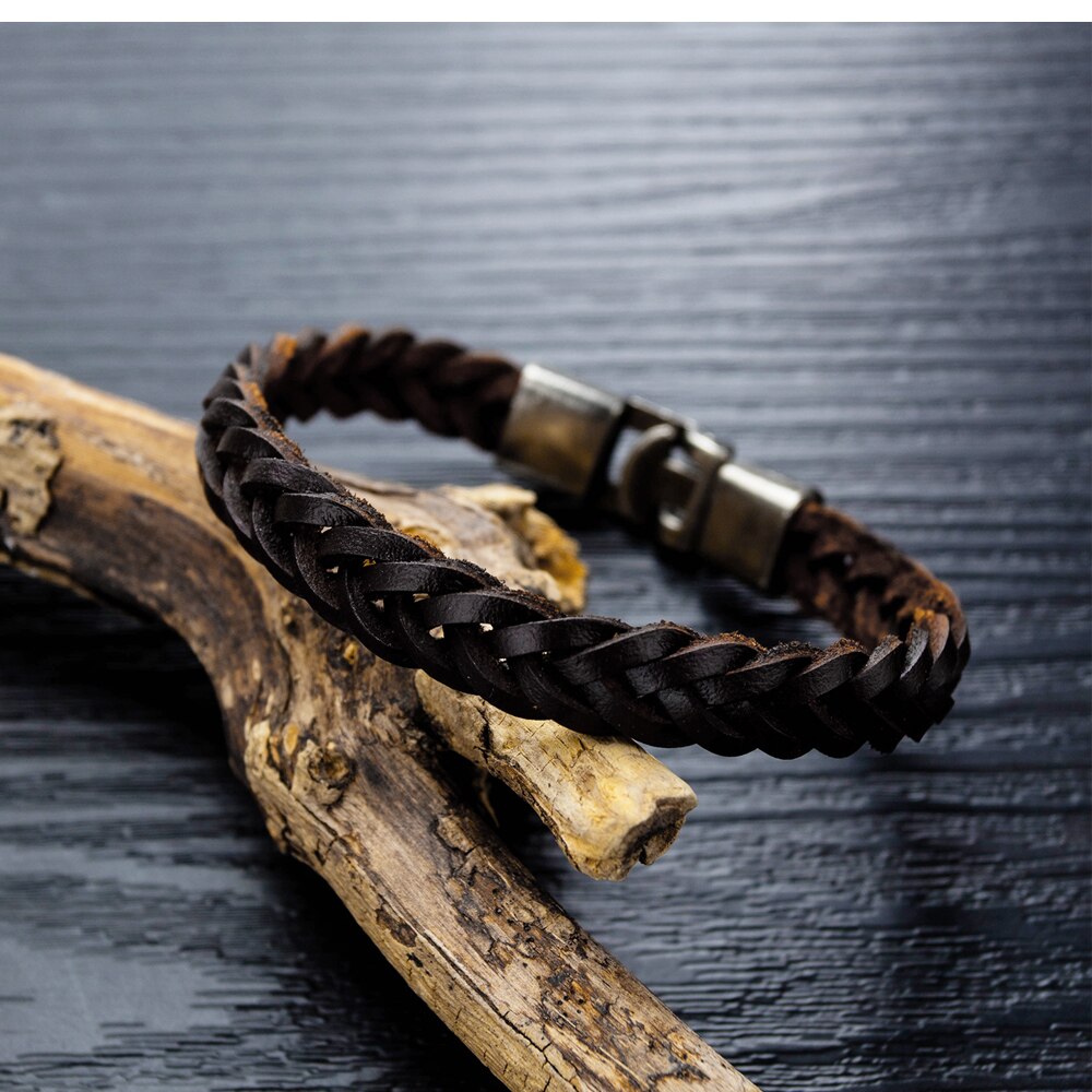 EyeYoYo 210mm sans fil tissage cuir corde Bracelet