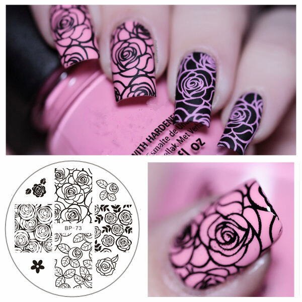 Født smukke negle stempling plader valentinsdag tema hjerte gør det selv billede print negle kunst stempel skabelon gør det selv design stencil værktøj: Bp -73