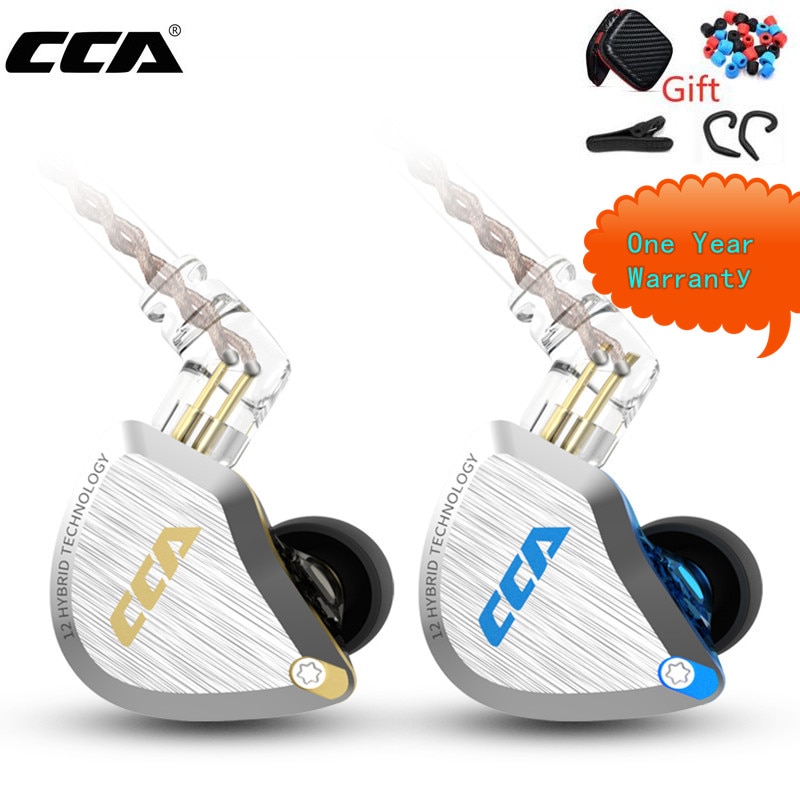 Cca C12 Metalen Headset 5BA + 1DD Hybrid 12 Eenheden Hifi Bass Oordopjes In Ear Monitor Hoofdtelefoon Noise Cancelling oortelefoon Kz E10
