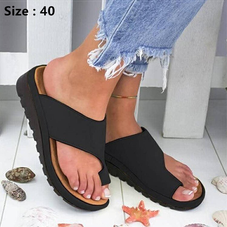 Sandalias ortopédicas correctoras de Pies Grandes suaves e informales correctoras de juanetes, sandalias para mujeres, zapatos de cuero PU, suela plana de plataforma para mujeres: Caqui oscuro