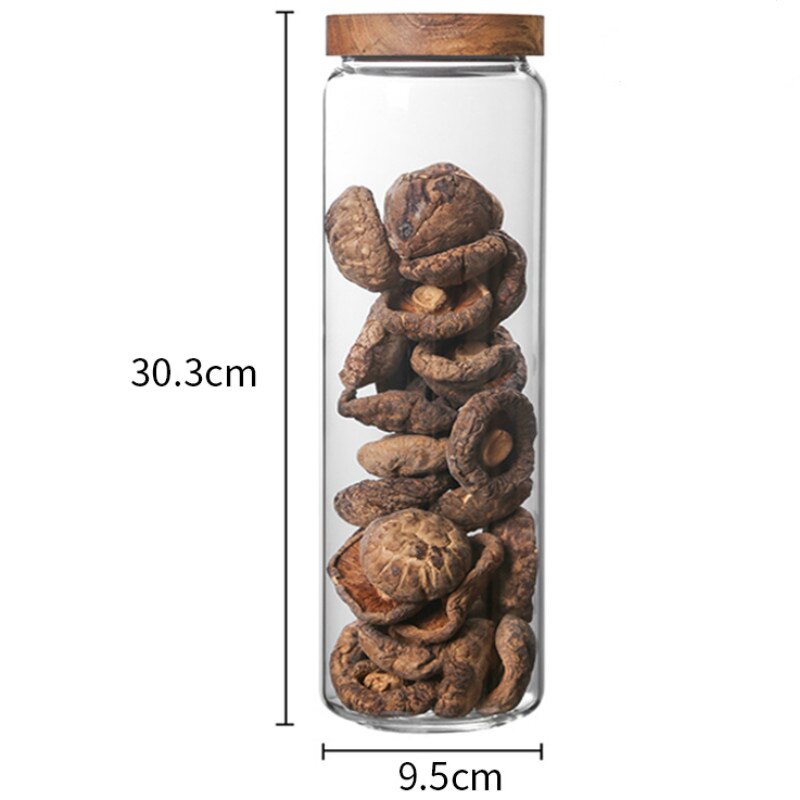Envase hermético de vidrio con tapa de madera, frascos de botellas de almacenamiento para cocina, contenedor de alimentos, granos de té y café, contenedores de granos, ZM1013: 1550ML