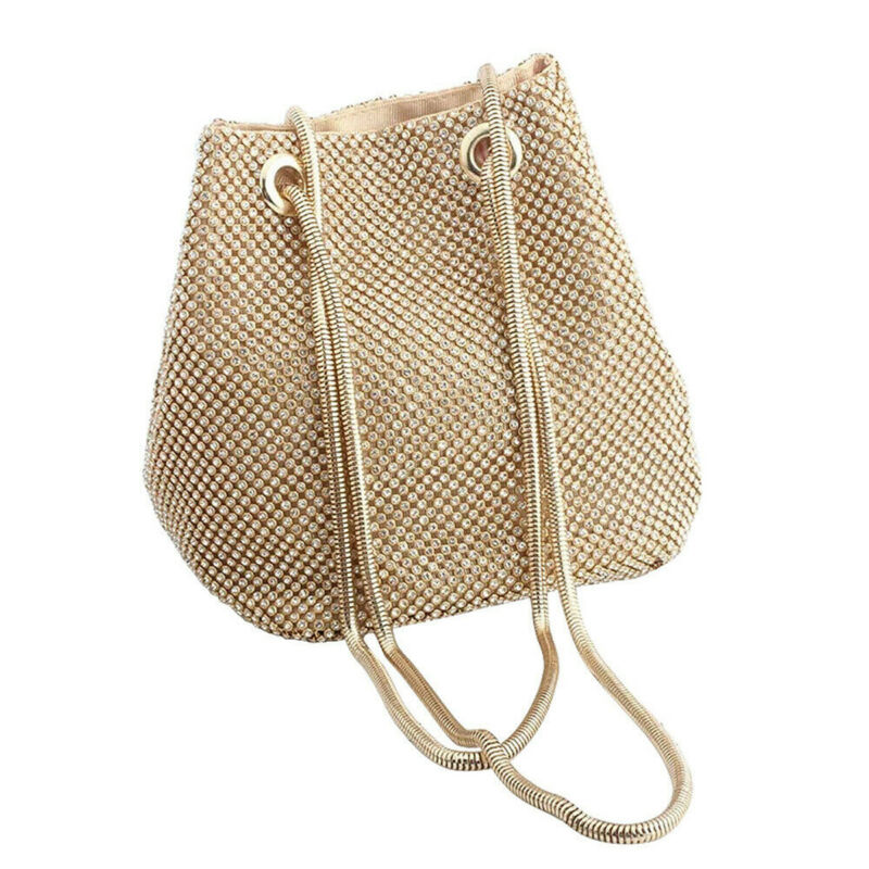 Grand sac seau à bandoulière en strass pour femmes, sac à épaule de soirée, nouvelle