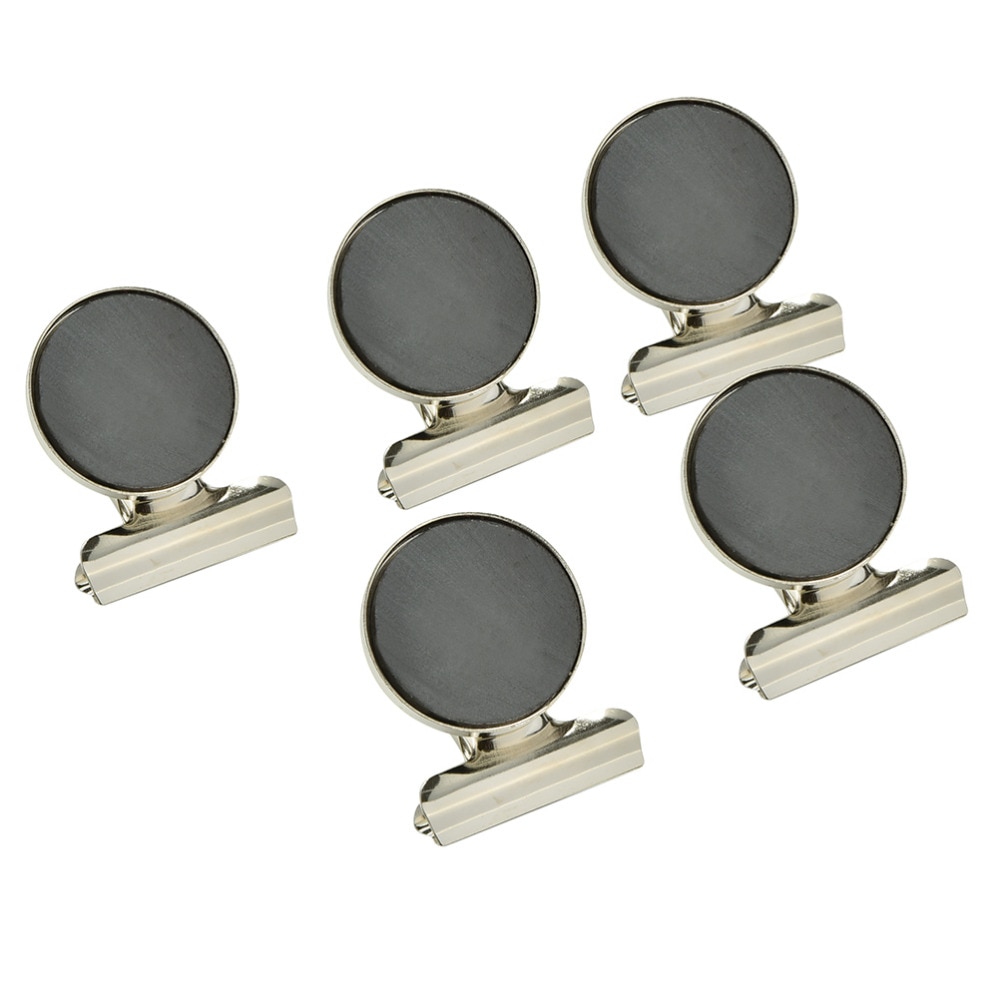 5 st magnetisk klämma magnet memo note meddelande hållare silver metall klämma multifunktionell pappersklämma 3cm