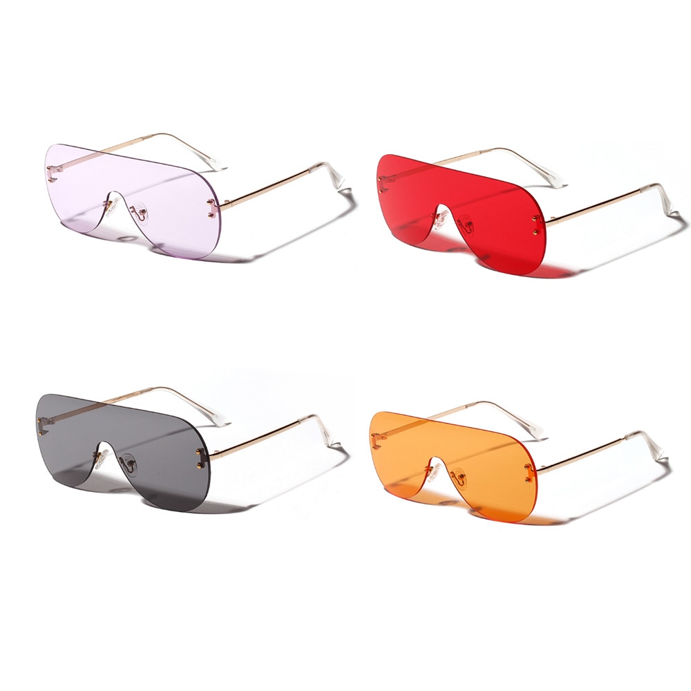 1pc mærke kvinder solbriller stor linse uden ramme forbundet glas til mænd gradient farve anti -uv400 solbriller