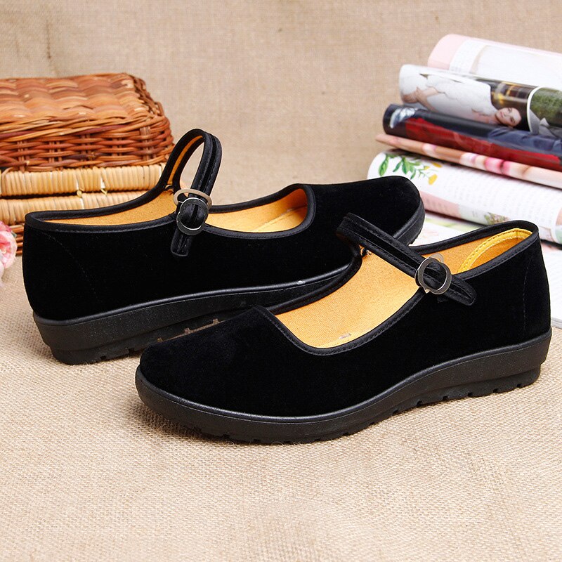 Traditionele Chinese Oude Beijing Schoenen Stof Vrouwen Flats Massage Hotel Werk Casual Canvas Schoenen Oude Drama Rekwisieten Optredens